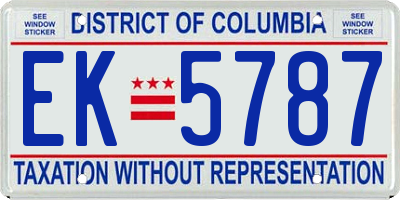 DC license plate EK5787