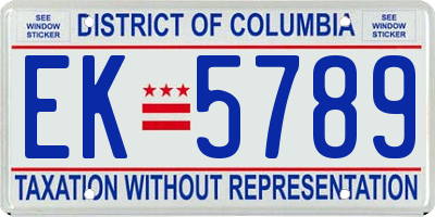 DC license plate EK5789