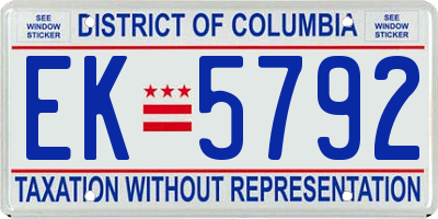 DC license plate EK5792