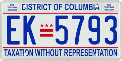 DC license plate EK5793