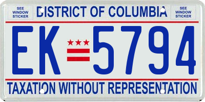 DC license plate EK5794