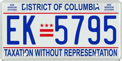 DC license plate EK5795