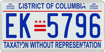 DC license plate EK5796