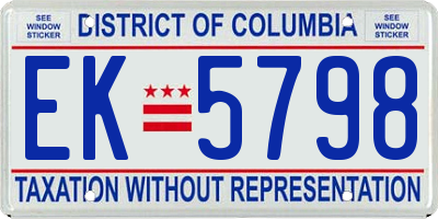 DC license plate EK5798