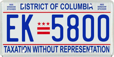 DC license plate EK5800