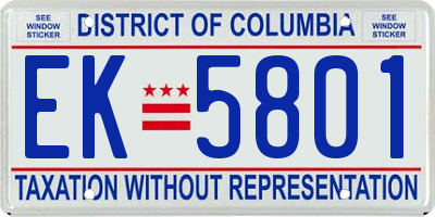 DC license plate EK5801