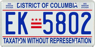 DC license plate EK5802