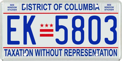 DC license plate EK5803