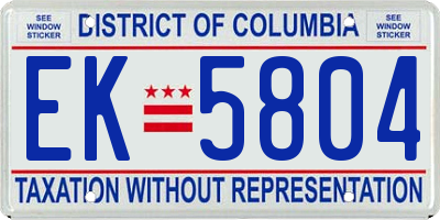 DC license plate EK5804