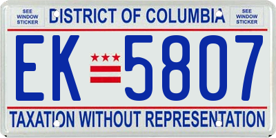 DC license plate EK5807