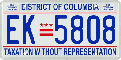 DC license plate EK5808