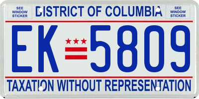 DC license plate EK5809