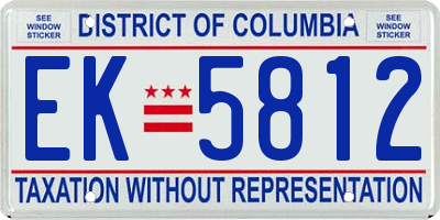 DC license plate EK5812