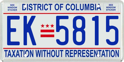 DC license plate EK5815