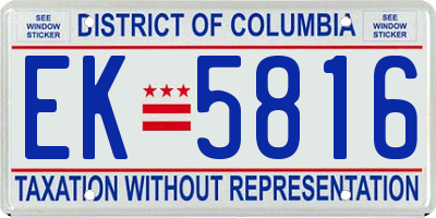 DC license plate EK5816