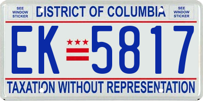 DC license plate EK5817