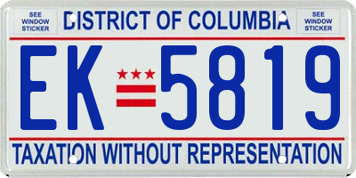 DC license plate EK5819