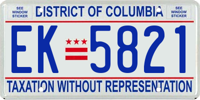 DC license plate EK5821