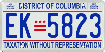 DC license plate EK5823