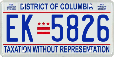 DC license plate EK5826