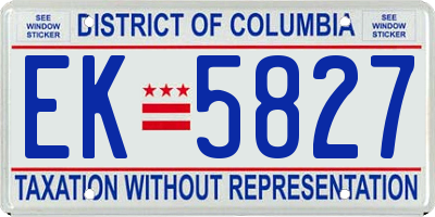 DC license plate EK5827