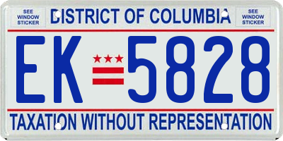 DC license plate EK5828