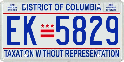 DC license plate EK5829