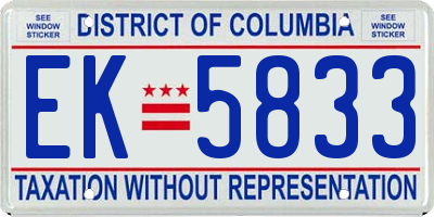 DC license plate EK5833