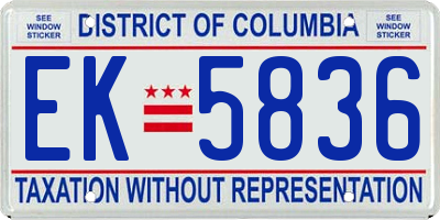 DC license plate EK5836