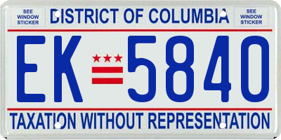 DC license plate EK5840