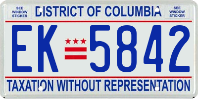 DC license plate EK5842