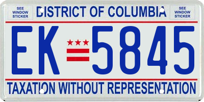 DC license plate EK5845