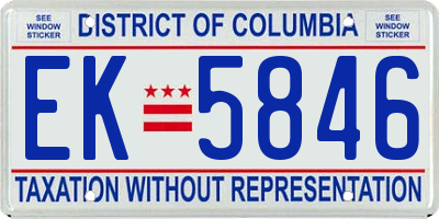 DC license plate EK5846