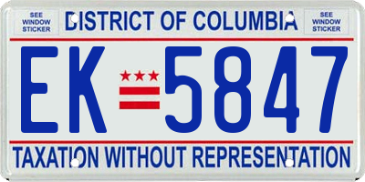 DC license plate EK5847