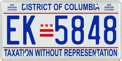 DC license plate EK5848