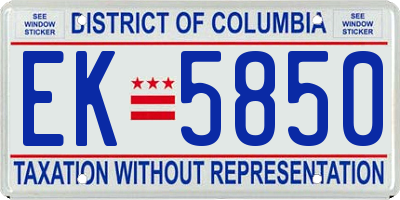 DC license plate EK5850