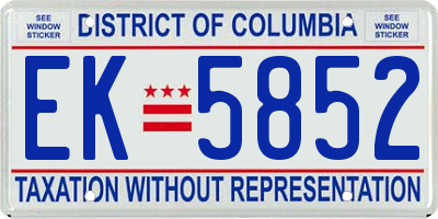 DC license plate EK5852