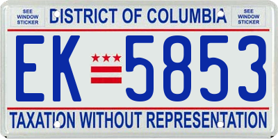 DC license plate EK5853