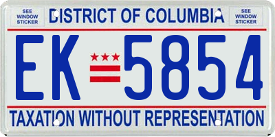 DC license plate EK5854