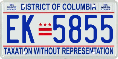 DC license plate EK5855