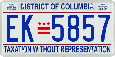 DC license plate EK5857
