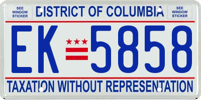 DC license plate EK5858