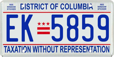 DC license plate EK5859