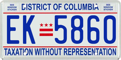 DC license plate EK5860
