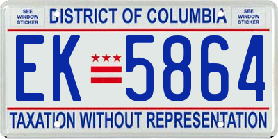 DC license plate EK5864