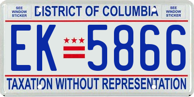 DC license plate EK5866