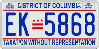 DC license plate EK5868