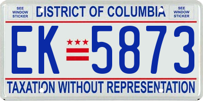 DC license plate EK5873