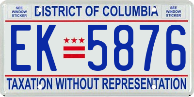 DC license plate EK5876