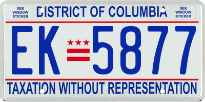 DC license plate EK5877